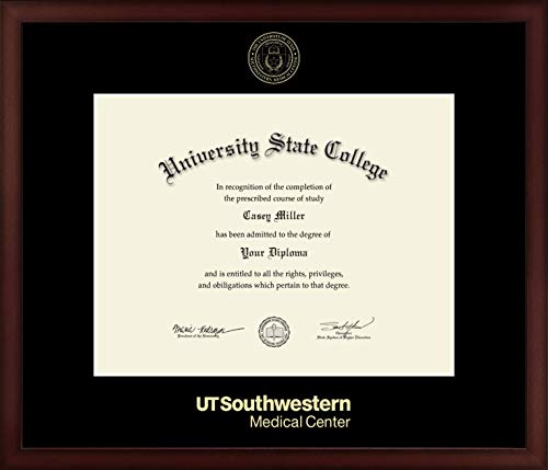 University of Texas Southwestern Medical Center - Officially Licensed - Master's/PhD - Gold Embossed Diploma Frame - Document Size 14" x 11"