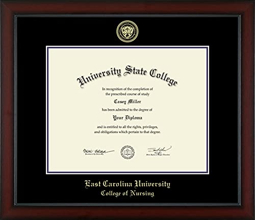 East Carolina University College of Nursing - Officially Licensed - Gold Embossed Diploma Frame - Document Size 14" x 11"