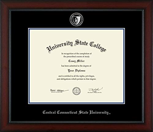 Central Connecticut State University - Officially Licensed - PhD - Silver Embossed Diploma Frame - Document Size 14" x 11"