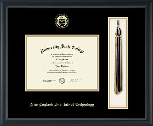 New England Institute of Technology - Officially Licensed - Gold Embossed Tassel Diploma Frame - Document Size 8" x 6"