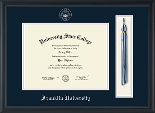 Franklin University - Officially Licensed - Silver Embossed Tassel Diploma Frame - Document Size 11" x 8.5"