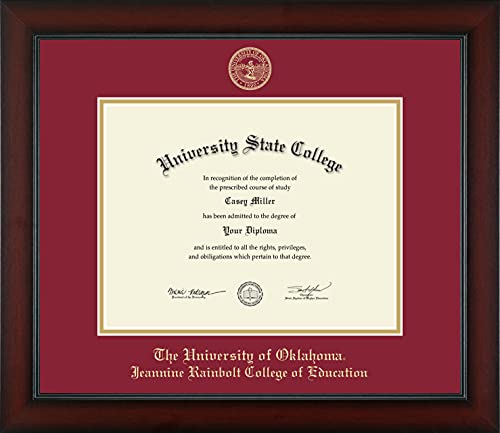 The University of Oklahoma Jeannine Rainbolt College of Education - Officially Licensed - Gold Embossed Diploma Frame - Document Size 11" x 8.5"