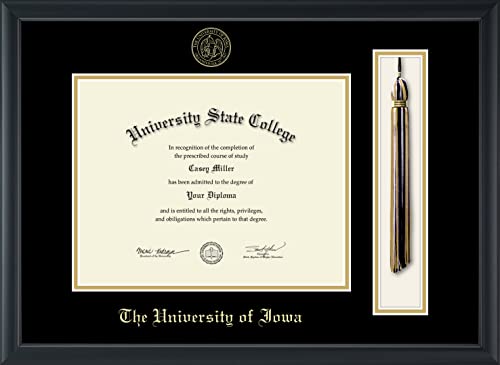 Framerly For The University of Iowa - Officially Licensed - Gold Embossed Tassel Diploma Frame - Document Size 11" x 8.5"