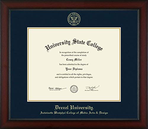 Drexel University Antoinette Westphal College of Media Arts & Design - Officially Licensed - Gold Embossed Diploma Frame - Document Size 14" x 11"