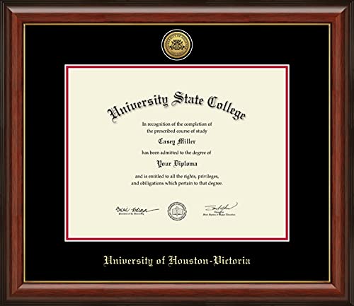 University of Houston - Victoria - Officially Licensed - Gold Medallion Diploma Frame - Document Size 14" x 11"