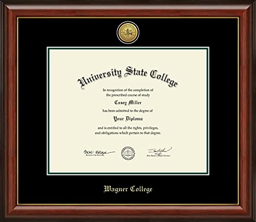 Wagner College - Officially Licensed - Pre-2019 Bachelor's/Master's - Gold Medallion Diploma Frame - Document Size 14" x 11"