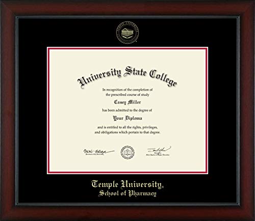 Temple University School of Pharmacy - Officially Licensed - Gold Embossed Diploma Frame - Document Size 14" x 11"