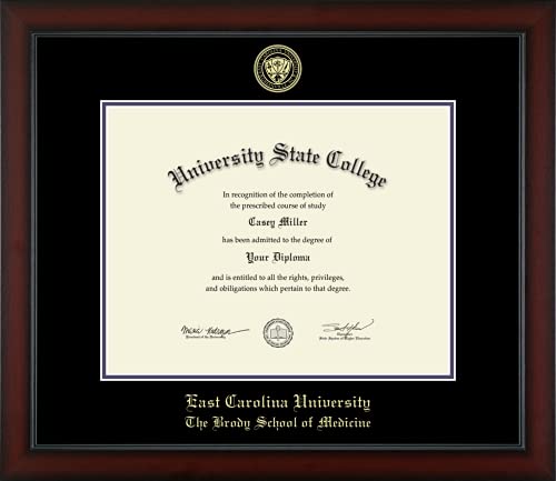 East Carolina University The Brody School of Medicine - Officially Licensed - Gold Embossed Diploma Frame - Document Size 14" x 11"