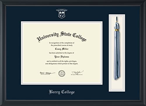 Berry College - Officially Licensed - Silver Embossed Tassel Diploma Frame - Document Size 11" x 8.5"