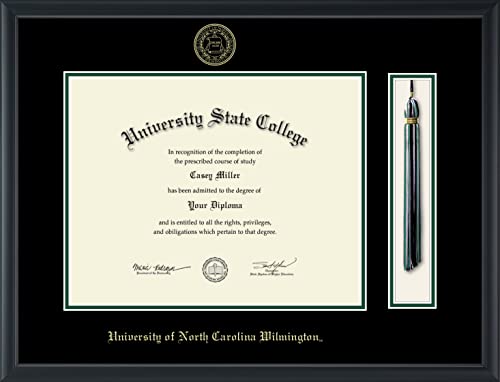 Framerly For University of North Carolina Wilmington - Officially Licensed - Gold Embossed Tassel Diploma Frame - Document Size 14" x 11"