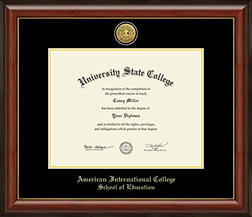 American International College School of Education - Officially Licensed - Gold Medallion Diploma Frame - Document Size 13" x 10"