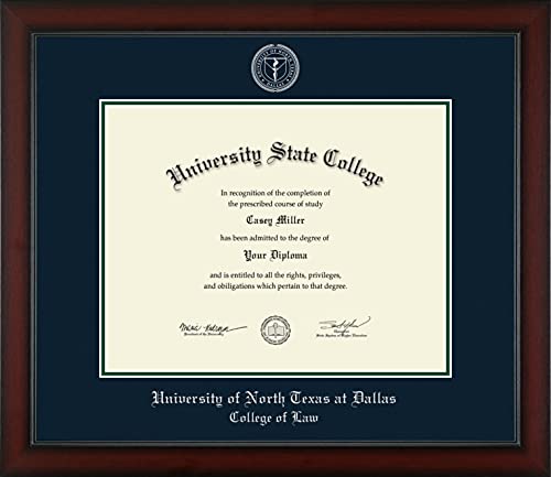 University of North Texas at Dallas College of Law - Officially Licensed - Silver Embossed Diploma Frame - Document Size 14" x 11"