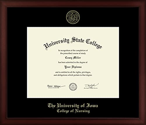 Framerly For The University of Iowa College of Nursing - Officially Licensed - Gold Embossed Diploma Frame - Document Size 11" x 8.5"