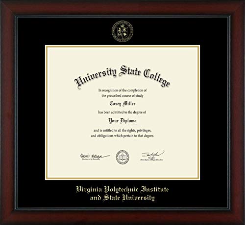 Virginia Polytechnic Institute and State University - Officially Licensed - Gold Embossed Diploma Frame - Document Size 15.5" x 13.5"