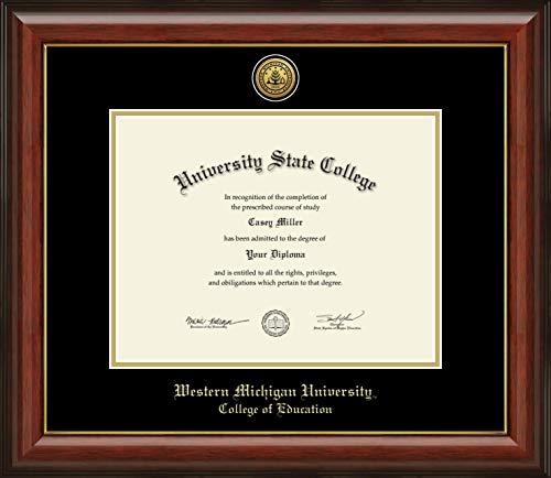 Western Michigan University College of Education - Officially Licensed - Gold Medallion Diploma Frame - Document Size 11" x 8.5"