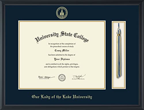 Our Lady of the Lake University - Officially Licensed - Gold Embossed Tassel Diploma Frame - Document Size 14" x 11"