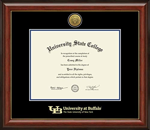 University at Buffalo - Officially Licensed - Gold Medallion Diploma Frame - Document Size 12.5" x 9.75"