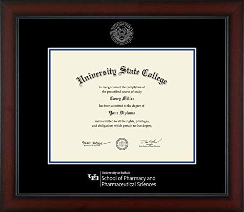 University at Buffalo School of Pharmacy and Pharmaceutical Sciences - Officially Licensed - Silver Embossed Diploma Frame - Document Size 12.5" x 9.75"