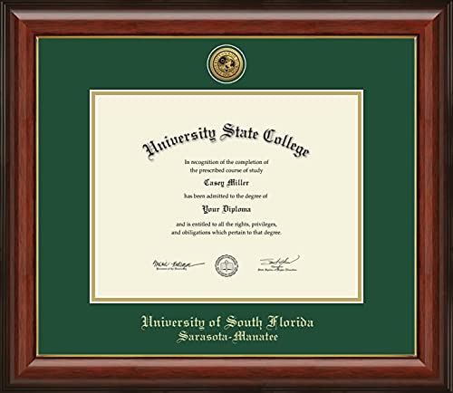 University of South Florida - Officially Licensed - Gold Medallion Diploma Frame - Document Size 11" x 8.5"