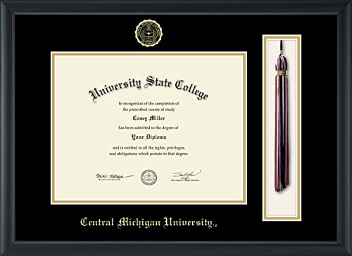 Central Michigan University - Officially Licensed - Bachelor's/Master's - Gold Embossed Tassel Diploma Frame - Document Size 11" x 8.5"