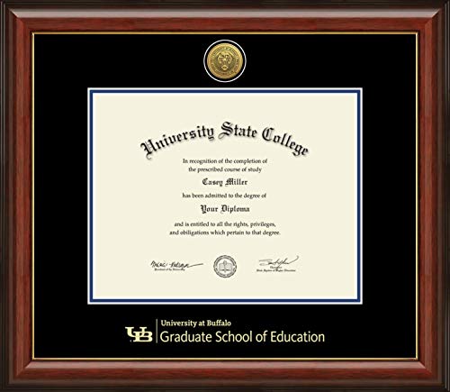 University at Buffalo Graduate School of Education - Officially Licensed - Gold Medallion Diploma Frame - Document Size 12.5" x 9.75"