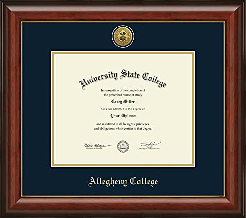 Allegheny College - Officially Licensed - Gold Medallion Diploma Frame - Document Size 10" x 8"