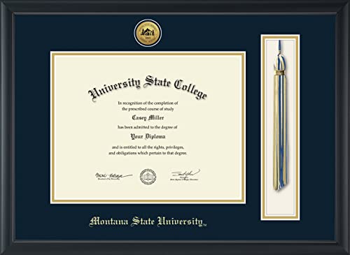 Montana State University Bozeman - Officially Licensed - Gold Medallion Tassel Diploma Frame - Document Size 11" x 8.5"