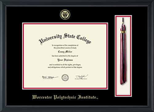 Worcester Polytechnic Institute - Officially Licensed - Bachelor's/Master's - Gold Embossed Tassel Diploma Frame - Document Size 11" x 8.5"