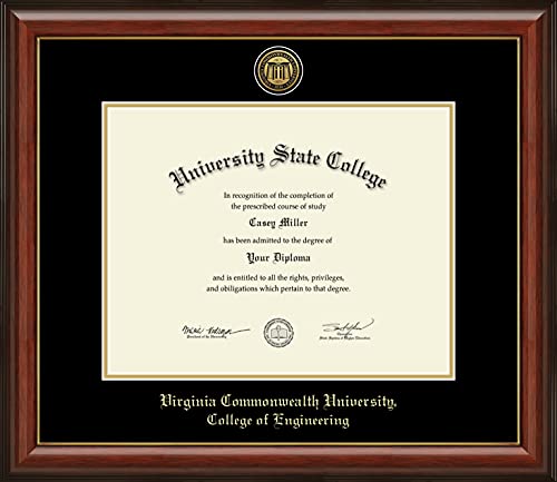 Virginia Commonwealth University College of Engineering - Officially Licensed - Gold Medallion Diploma Frame - Document Size 14" x 11"