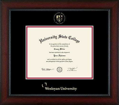 Wesleyan University - Officially Licensed - Gold Embossed Diploma Frame - Document Size 9" x 7"