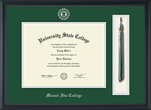 Mount Ida College - Officially Licensed - Silver Embossed Tassel Diploma Frame - Document Size 11" x 8.5"