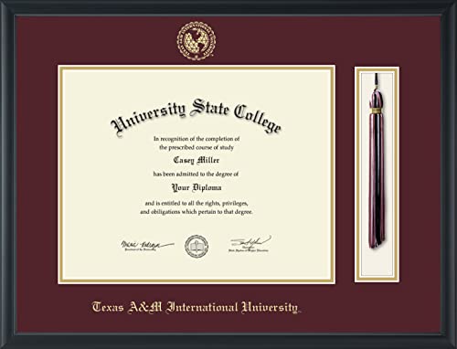 Texas A&M International University in Laredo - Officially Licensed - Gold Embossed Tassel Diploma Frame - Document Size 14" x 11"