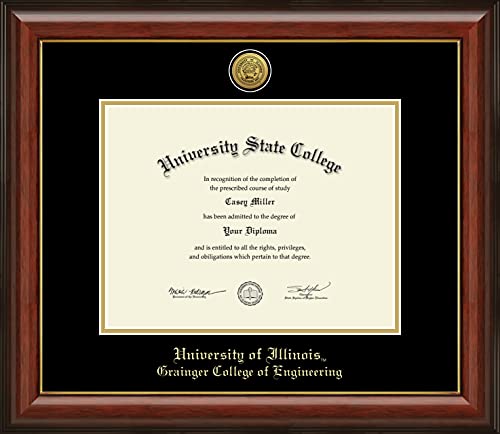 University of Illinois Grainger College of Engineering - Officially Licensed - Gold Medallion Diploma Frame - Document Size 11" x 8.5"