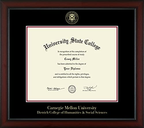 Carnegie Mellon University Dietrich College of Humanities & Social Sciences - Officially Licensed - Gold Embossed Diploma Frame - Document Size 17" x 14"