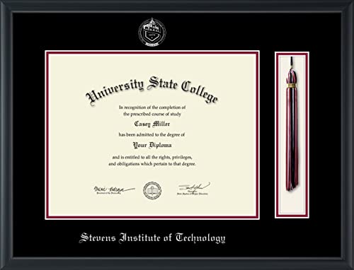 Stevens Institute of Technology - Officially Licensed - Silver Embossed Tassel Diploma Frame - Document Size 14" x 11"