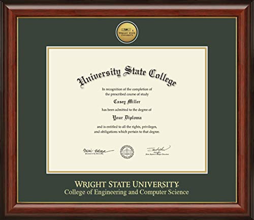 Wright State University College of Engineering and Computer Science - Officially Licensed - Gold Medallion Diploma Frame - Document Size 14" x 11"