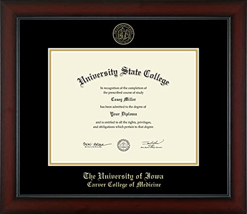 Framerly For The University of Iowa Carver College of Medicine - Officially Licensed - Gold Embossed Diploma Frame - Document Size 11" x 8.5"