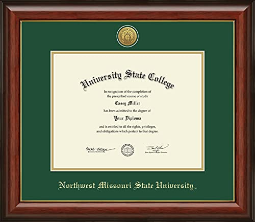 Northwest Missouri State University - Officially Licensed - Master's/2010 to Present Bachelor's - Gold Medallion Diploma Frame - Document Size 11" x 8.5"