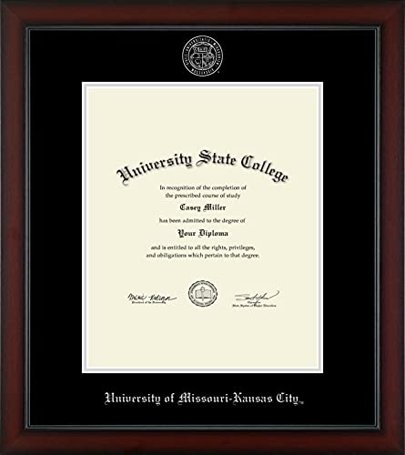 University of Missouri Kansas City - Officially Licensed - Pre-Spring 2021 PhD - Silver Embossed Diploma Frame - Document Size 14" x 17"