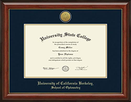 University of California Berkeley School of Optometry - Officially Licensed - Gold Medallion Diploma Frame - Document Size 17" x 11"