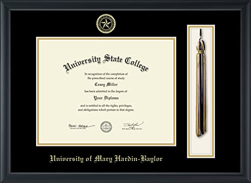 University of Mary Hardin-Baylor - Officially Licensed - Gold Embossed Tassel Diploma Frame - Document Size 11" x 8.5"