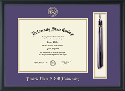 Prairie View A&M University - Officially Licensed - Bachelor's - Gold Embossed Tassel Diploma Frame - Document Size 11" x 8.5"