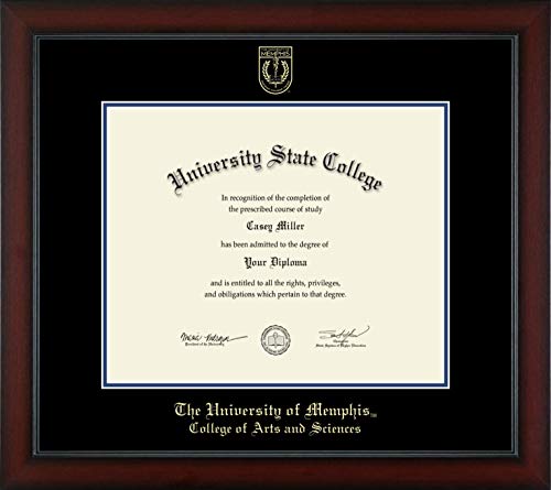 The University of Memphis College of Arts and Sciences - Officially Licensed - 2010 to Present PhD - Gold Embossed Diploma Frame - Document Size 17" x 14"