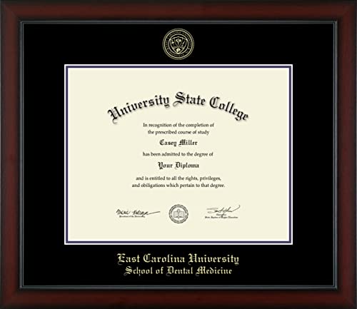 East Carolina University School of Dental Medicine - Officially Licensed - Gold Embossed Diploma Frame - Document Size 14" x 11"