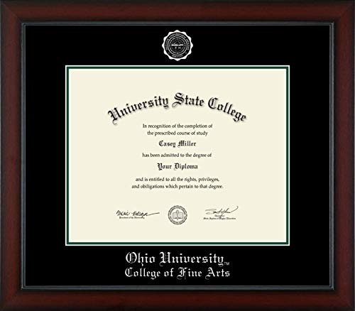 Ohio University College of Fine Arts - Officially Licensed - PhD - Silver Embossed Diploma Frame - Document Size 15" x 12"