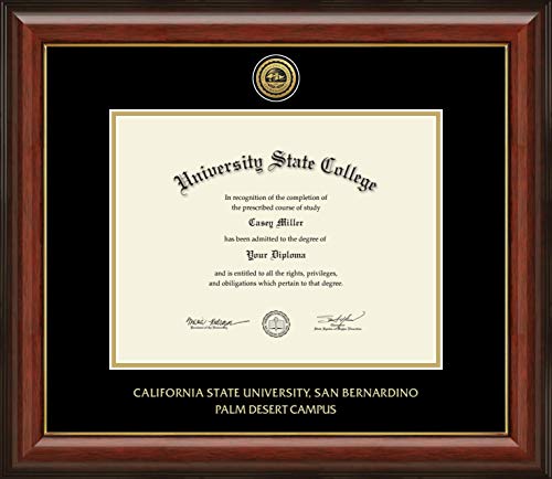 California State University San Bernardino California State University San Bernardino Palm Desert Campus - Officially Licensed - Gold Medallion Diploma Frame - Document Size 11" x 8.5"