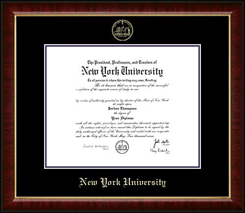 Church Hill Classics New York University - Gold Embossed - Featuring Murano Moulding - Officially Licensed - Diploma Size 14.25" x 11.25"