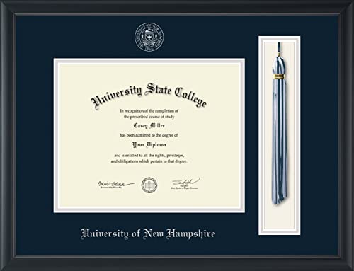 University of New Hampshire - Officially Licensed - Silver Embossed Tassel Diploma Frame - Document Size 10" x 8"