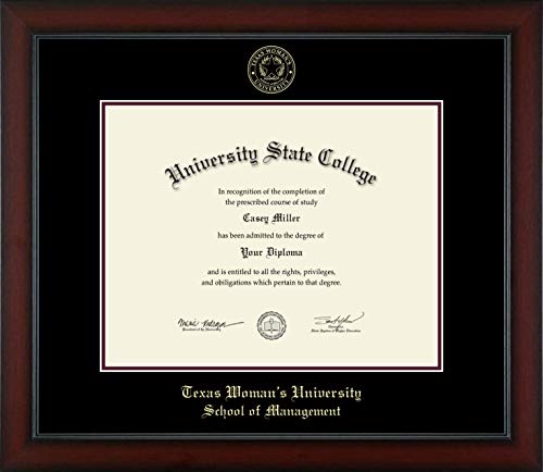 Texas Woman's University School of Management - Officially Licensed - Gold Embossed Diploma Frame - Document Size 14" x 11"