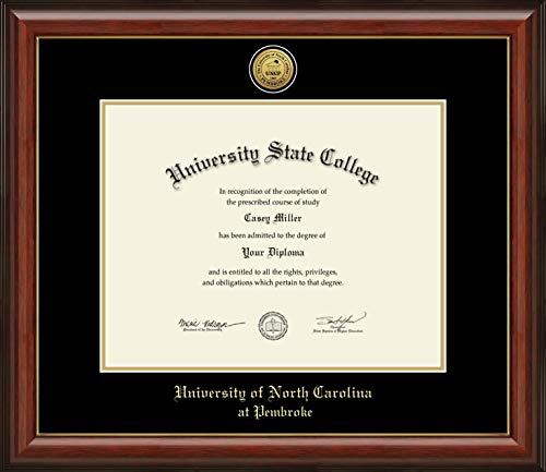 University of North Carolina at Pembroke - Officially Licensed - Master's - Gold Medallion Diploma Frame - Document Size 14" x 11"